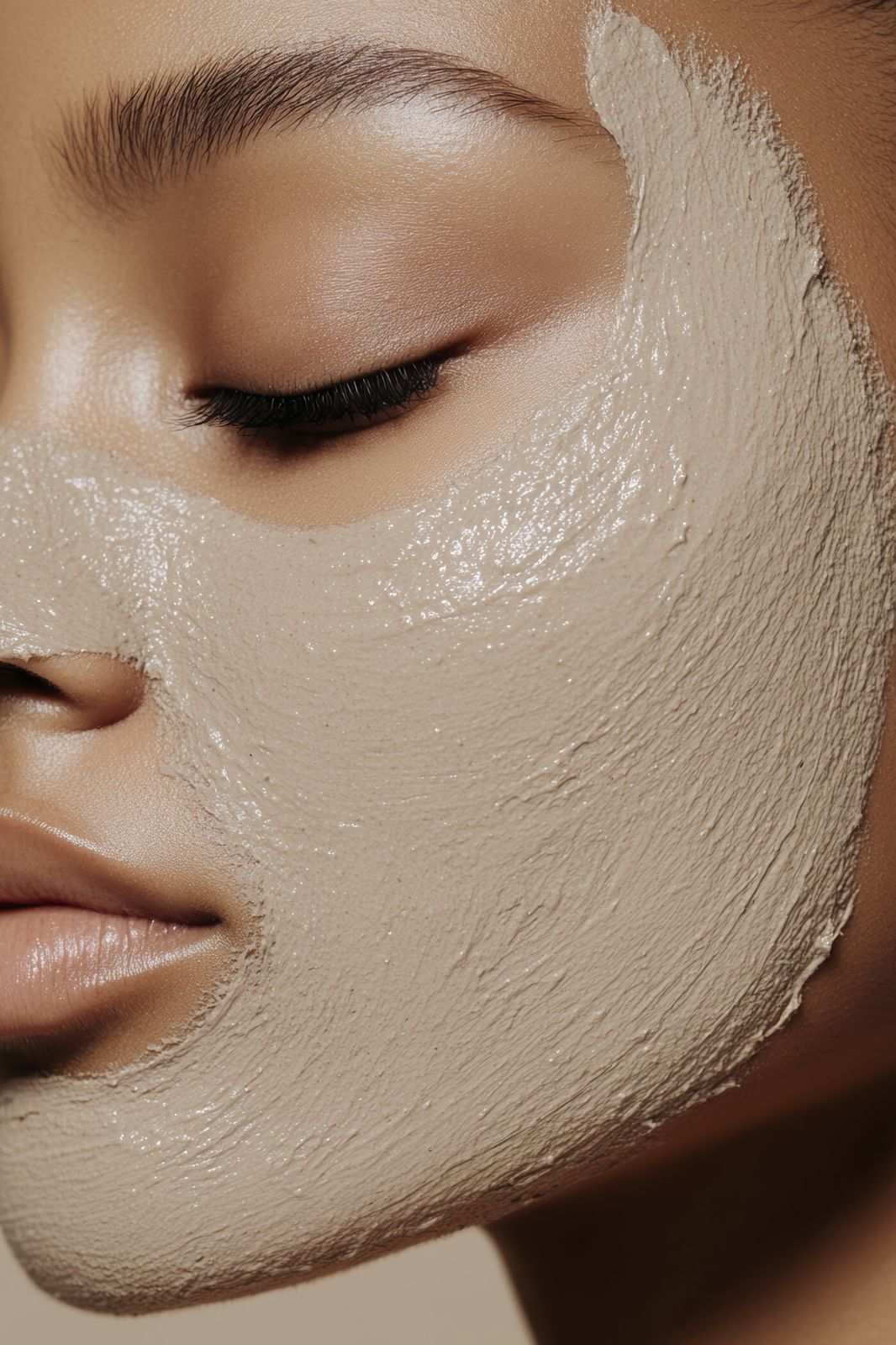 Treatment mask brushed across the cheek, boutique facials at Lemon & Honey Day Spa, City of Orange, CA