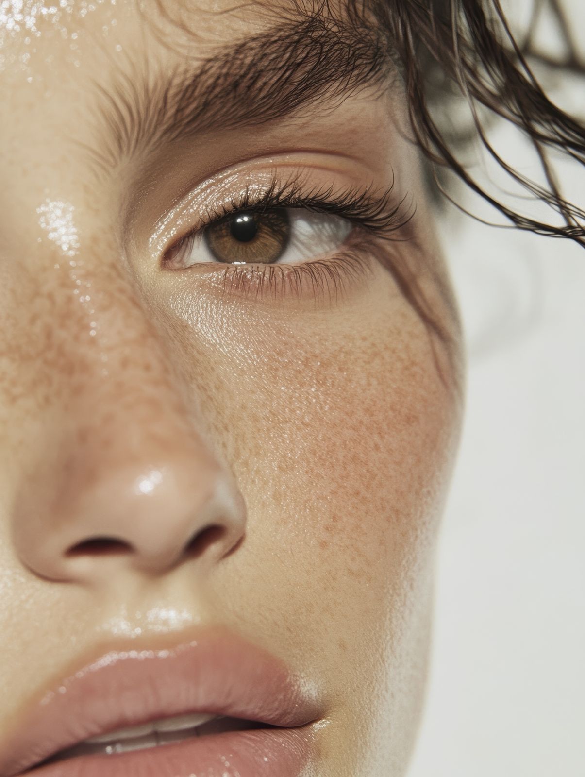 Close-up of dewy, hydrated skin, the goal of The L&H Barrier Method