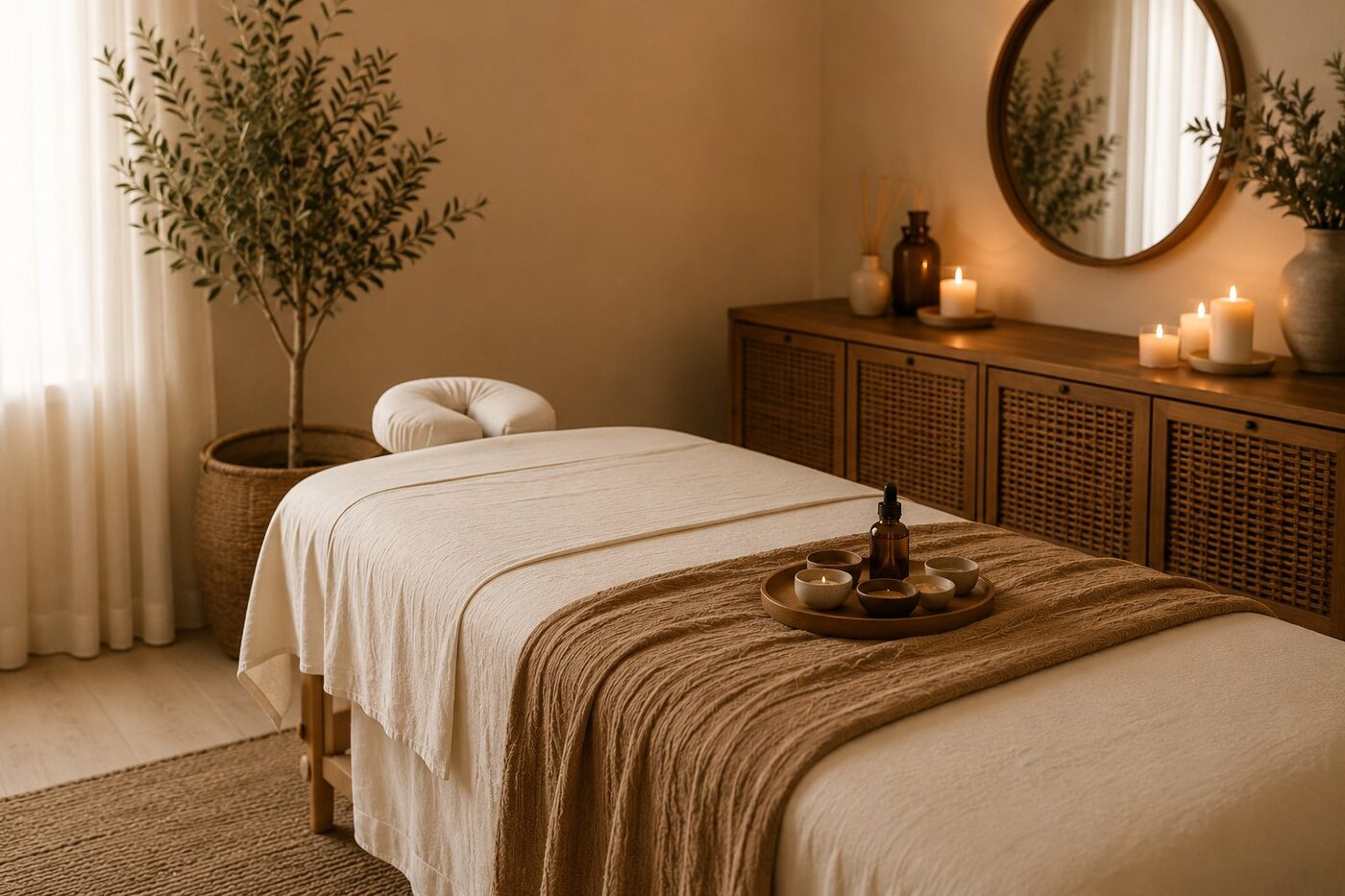 Massage therapy room at Lemon & Honey Day Spa, City of Orange CA