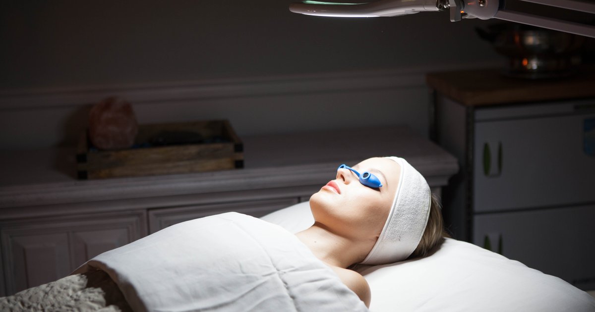 LED light therapy during a barrier repair facial at Lemon & Honey Day Spa in Orange County